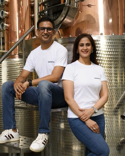 Vaniitha Jaiin with Vanaha Gin bottle at Revelry Distillery launch in Goa